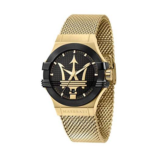 Maserati orologio da uomo, collezione potenza, in acciaio, pvd oro giallo, con cinturino in acciaio inossidabile - r8853108006