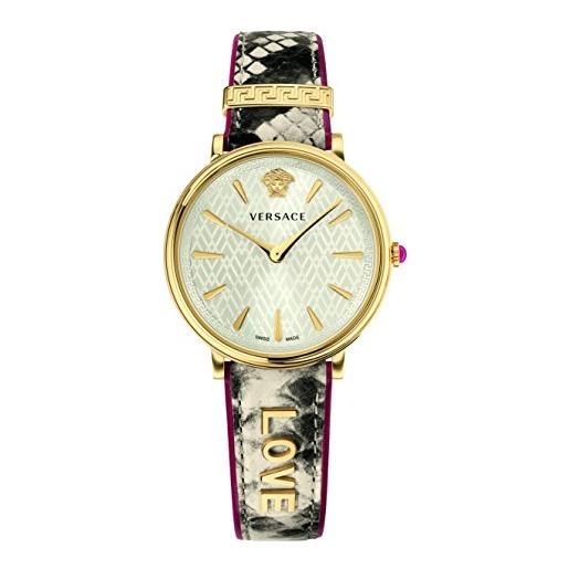 Versace orologio analogico al quarzo donna con cinturino in pelle vbp080017