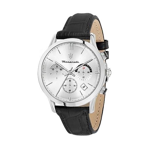 Maserati orologio da uomo, collezione ricordo, movimento al quarzo, cronografo, in acciaio e cuoio - r8871633001