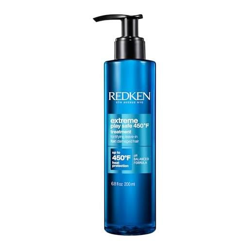 Redken | play safe extreme, trattamento termoprotettivo senza risciacquo per capelli danneggiati, 200 ml