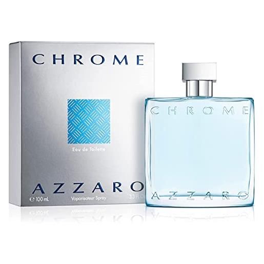 Azzaro chrome, eau de toilette uomo, profumo agrumato, 100 ml