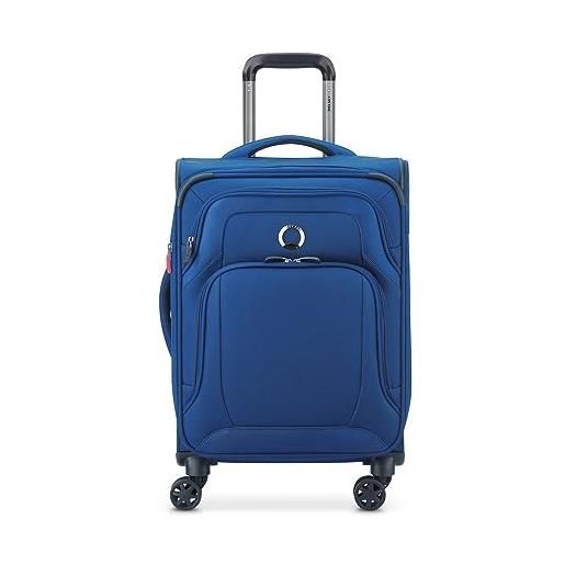 DELSEY PARIS optimax lite valigia trolley da cabina espandibile 4 doppie ruote, unisex adulto, blu, 55 cm