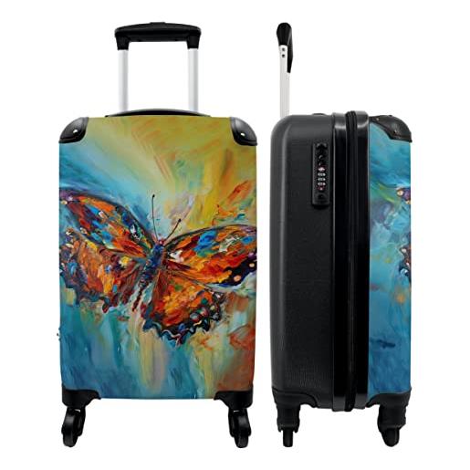 NoBoringSuitcases.com® valigia a mano trolley valigia a rotelle piccola valigia da viaggio con 4 ruote - farfalla - colori - arte - pittura - bagaglio da tavolo