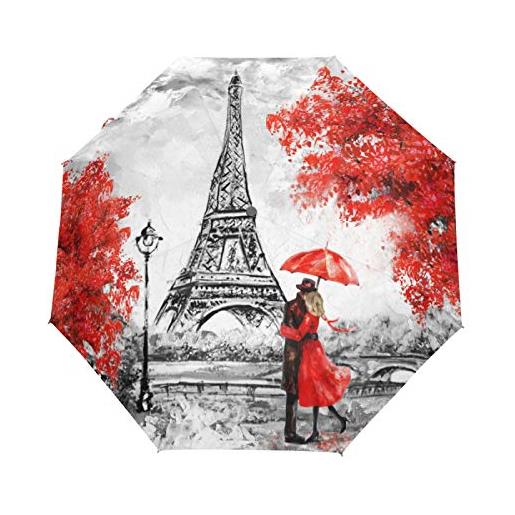 Sconosciuto balll ombrello pieghevole automatico aperto vicino pittura a olio anti-uv parigi città paesaggio viaggio ombrello compatto