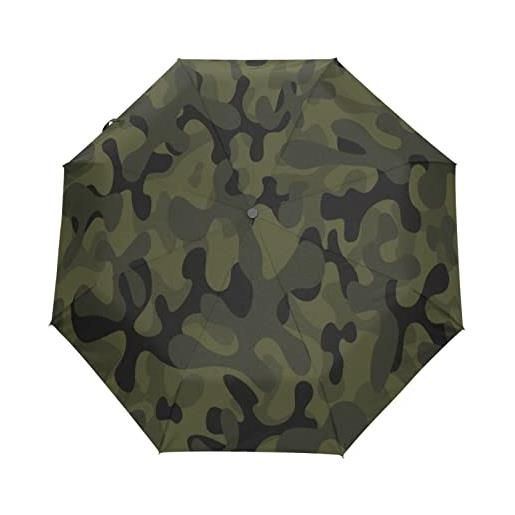 KAAVIYO mimetico verde scuro esercito ombrello pieghevole automatico antivento con auto apri chiudi portatile protezione uv ombrelli per viaggi spiaggia donne bambini ragazzi ragazze