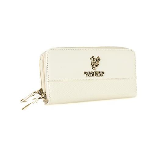 HARVEY MILLER POLO CLUB portafoglio donna ecopelle portamonete con doppia zip carte credito banconote linea prive colore panna
