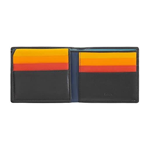 Dudu portafoglio piccolo da uomo rfid in pelle multicolore porta carte tessere nero