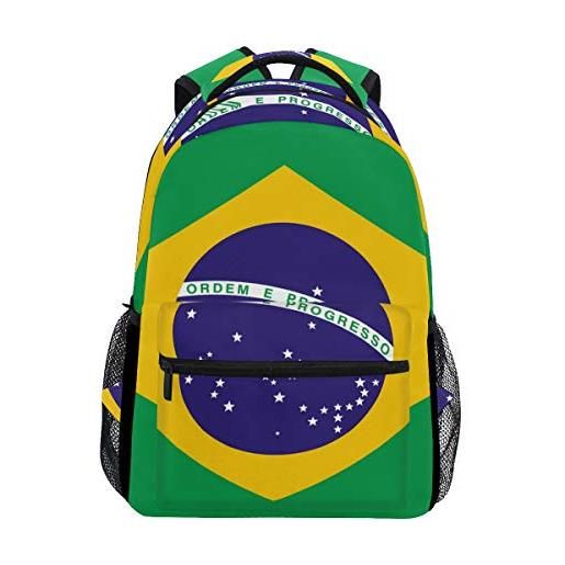 Eslifey - zaino con bandiera del brasile per studenti, borsa da viaggio, zaino scolastico