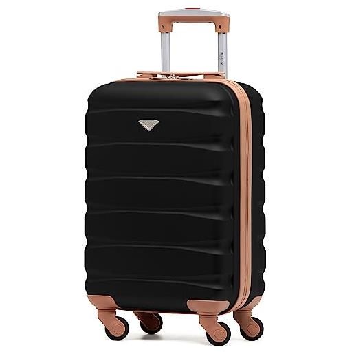 British Traveller Valigia Trolley Polipropilene Valigia Bagaglio a mano Leggero con Ruote, 55cm, Blu