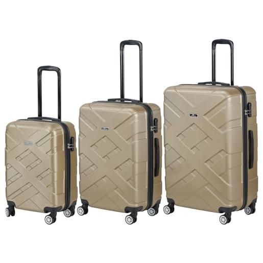 Totò Piccinni set valigie trolley con guscio rigido di ottima qualità con 4 rotelle pivotanti (beige, set 3 valigie)