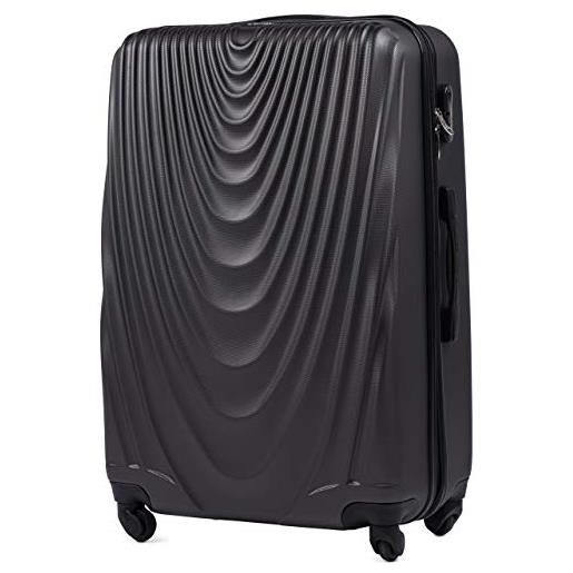 W WINGS wings valigia da viaggio - valigia leggera con ruote e manico telescopico, grigio scuro, l, valigia