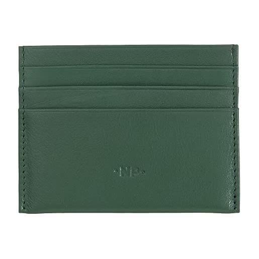 Nuvola Pelle porta carte di credito uomo donna sottile tascabile in morbida pelle nappa con 6 tasche porta tessere verde