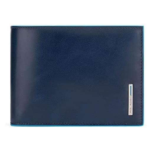 PIQUADRO portafoglio quadrato blu rfid in pelle 14 cm