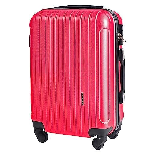 W WINGS wings luggage carrello spazioso - valigia leggera per aeroplano - custodia lussuosa e moderna con impugnatura telescopica a due stadi e lucchetto a combinazione (rosa, l 74x49x30)