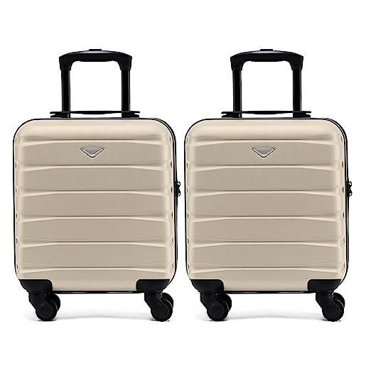 Flight Knight set di 2 valigie rigide in abs leggere a 4 ruote - bagaglio a mano approvato per oltre 100 compagnie aeree come british airways, ryanair e easy. Jet, valigia da cabina 45x36x20cm