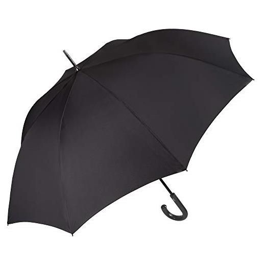 PERLETTI ombrello nero golf classico uomo - ombrello lungo automatico tinta unita - grande antivento e resistente in fibra di vetro - pfc free - diametro 120 cm - perletti technology (nero)