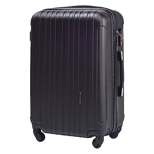 W WINGS wings luggage carrello spazioso - valigia leggera per aeroplano - custodia lussuosa e moderna con impugnatura telescopica a due stadi e lucchetto a combinazione (nero, l 74x49x30)
