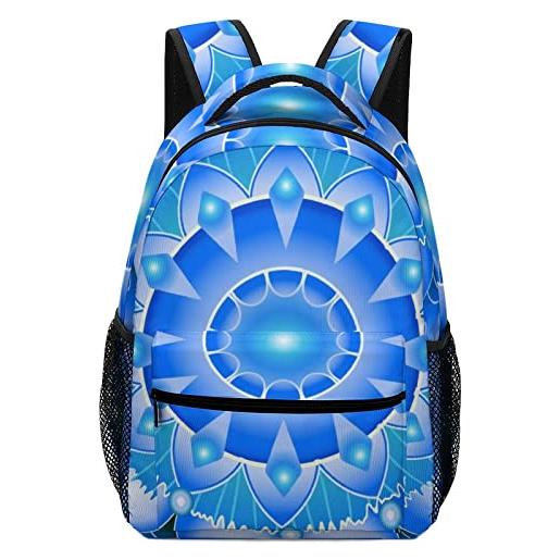 Pt'amour zaino casual moda borsa da scuola adolescente stampa classico backpack zaino porta pc per università mandala floreale blu