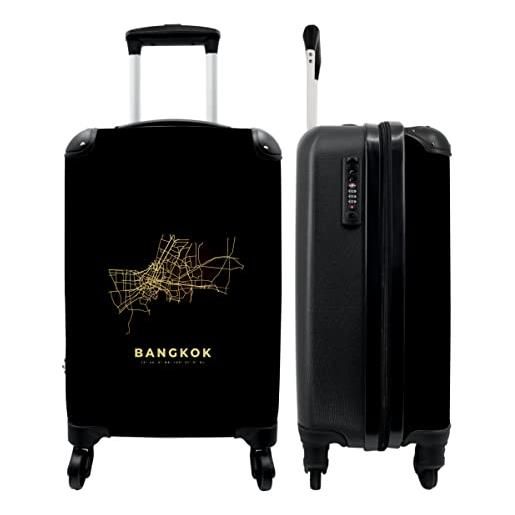 NoBoringSuitcases.com® valigia trolley bagaglio a mano valigia piccola con 4 ruote - bangkok - mappa della città - mappe - oro - bagaglio a bordo