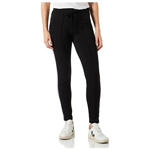 Love Moschino slim fit joggers with striped tape along sides and logo patch pantaloni casual, black, 38 da donna