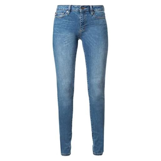 Love Moschino skinny fit 5 pockets with shiny back tag and rubber logo label jeans, blue denim, 25 da donna