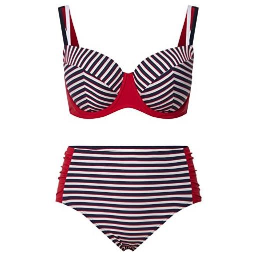 Ulla popken bikini con struttura d cup, larissa set, colore: rosso, 64 donna