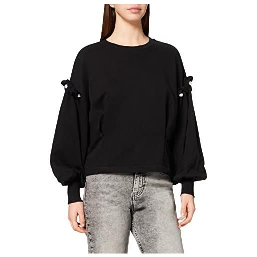 IPEKYOL low shoulder sweatshirt with pearl accessories maglia di tuta, nero, m donna