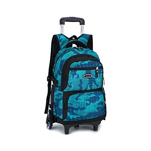 FEEIMOL zaino scuola trolley zainetti per bambini zaino con ruote ragazzi borse da scuola school bag viaggio (blu lago)