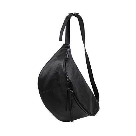 SH Leder daniela g768 - borsa da donna unisex in vera pelle, 49 x 28 cm, nero , grande