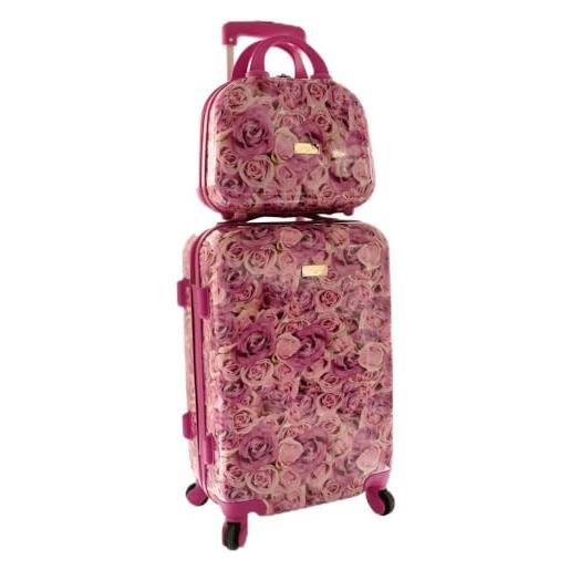 Camomilla milano set valigeria, set di valigie, trolley da viaggio (40 lt. ) + vanity case (10 lt. ), materiale rigido, ruote pivotanti, chiusura tsa, colore rose fucsia