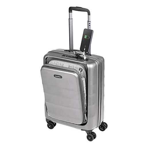 SULEMA valigia bagaglio a mano 55x40x20 porta pc trolley cabina bagaglio rigido e leggero 4 ruote doppie giro 360º lucchetto tsa sulema usb valigia media (grigio)