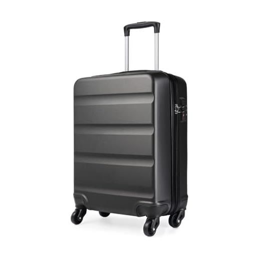 KONO valigia grande 75cm rigida e leggero valigia da viaggio in abs trolley con 4 ruote e tsa lucchetto, grigio