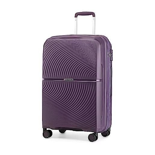 British Traveller valigia rigida bagaglio a mano 67cm bagagli trolley pp leggero con tsa lucchetto (24pollici, viola)
