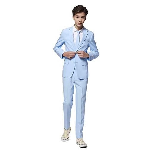OppoSuits divertenti abiti folli per ragazzi 10-16 anni - viene fornito con giacca, pantaloni e cravatta, cool blu, 10 anni