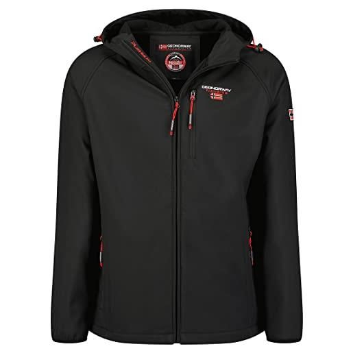 Geographical Norway Uomo Giacca Softshell Function con cappuccio staccabile  nero e rosso