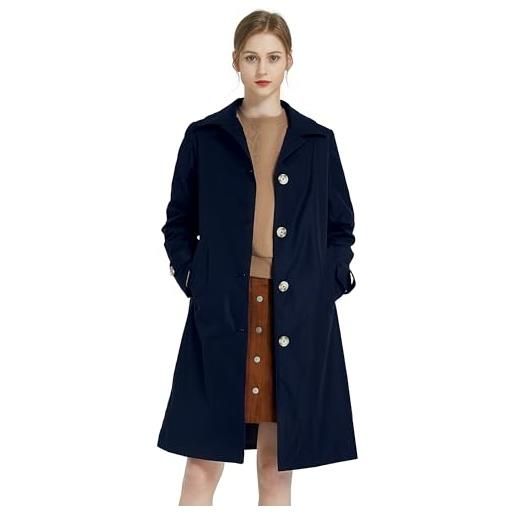 OROLAY giacca a vento monopetto medio lungo da donna cappotto trench classico capispalla antivento con risvolto marrone s
