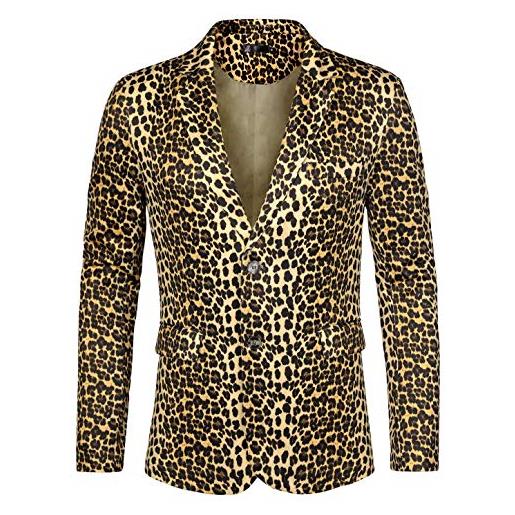 Lars Amadeus - giacca sportiva leggera da uomo, con stampa leopardata - multicolore - m