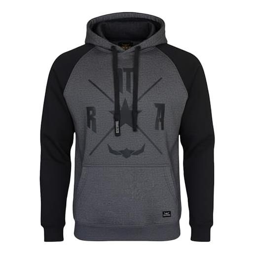 ROCK-IT Apparel hoody uomo raglan bicolore felpa con cappuccio urban streetstyle con cappuccio taglie s-5xl hoody senza cerniera hoody con interno in pile rosso m