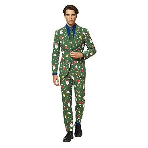 OppoSuits fun ugly christmas suits for men - santaboss - full suit: jacket, pants & tie abito da uomo, 50