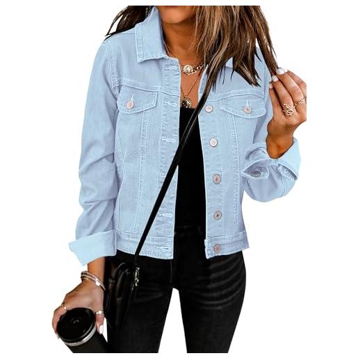 Vetinee giacche di jeans da donna con bottoni e bottoni, umore azzurro, s