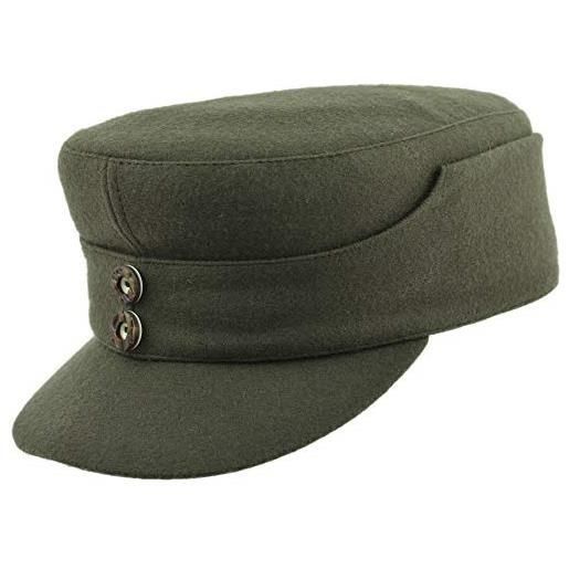 Cappelleria Melegari berretto uomo con visiera | tessuto loden | berretto da sci | kepi militare | con paraorecchie | autunno inverno (verde loden, 59 cm)