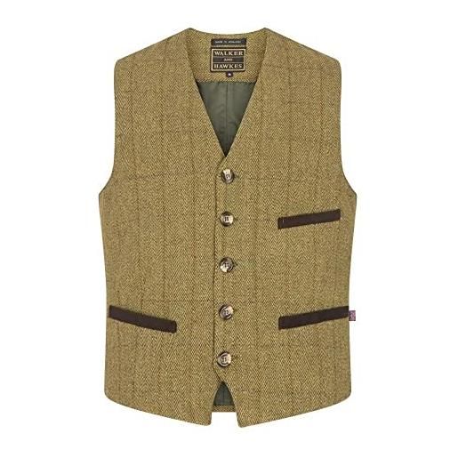 WALKER AND HAWKES - gilet in tweed formale - rivestito in teflon - uomo - blu navy riga - 4x-large