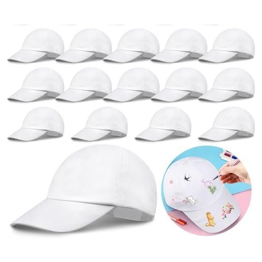 Joyibay 15 pezzi cappellini da baseball per bambini-berretto da baseball per bambini in cotone con pittura a graffiti fai da te, adatto per ragazzi e ragazze