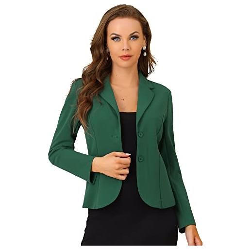 Allegra K giacca da lavoro da ufficio con colletto elasticizzato da donna, beige, 40