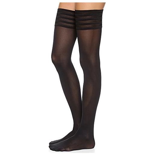 Wolford velvet de luxe 50 stay-up calzamaglia, 50 den, nero, xs donna