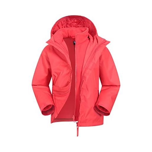 Mountain Warehouse fell - giacca 3 in 1 per bambini - triclimate, impermeabile, interno rimovibile, cappuccio pieghevole, tasche laterali - per passeggiate, invernale cobalto 2-3 anni