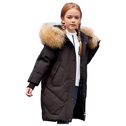 amropi bambini ragazze cappotto con pelliccia cappuccio inverno parka piumino giacca rosa, 7-8 anni