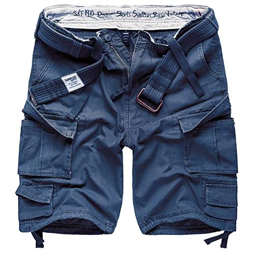 Surplus raw vintage division - pantaloncini cargo da uomo, blu navy, xxxxl