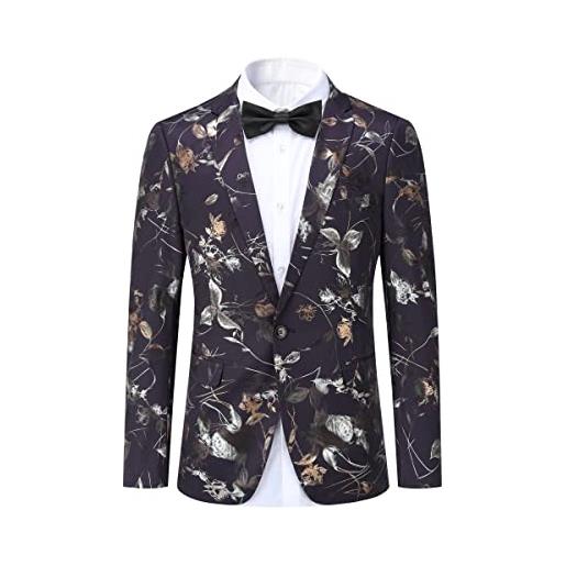 YOUTHUP blazer floreale per uomo slim fit elegante giacca da abito moda stampe vestito giacche
