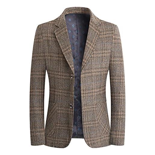 YOUTHUP blazer scozzese da uomo slim fit formale giacca da abito 2 bottoni affare giacca elegante